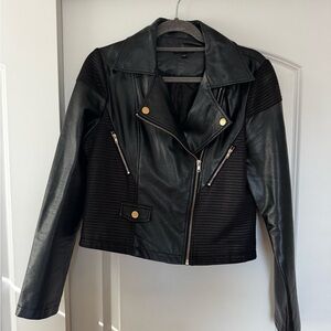 Black & gold faux leather jacket